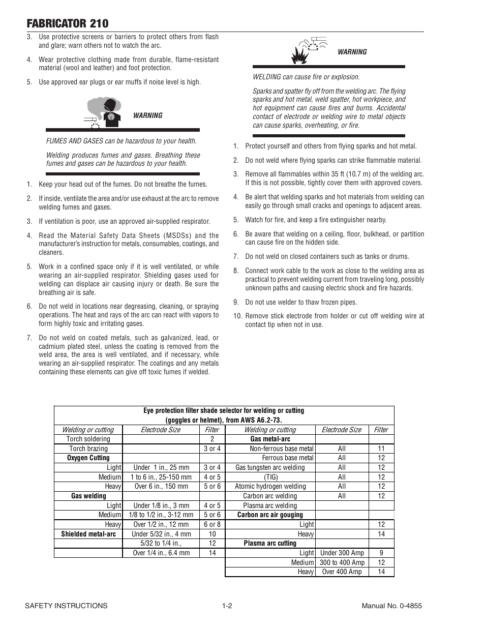 Fabricator 210 | Tweco 210 MIG Thermal Arc Fabricator User Manual | Page 8 / 72