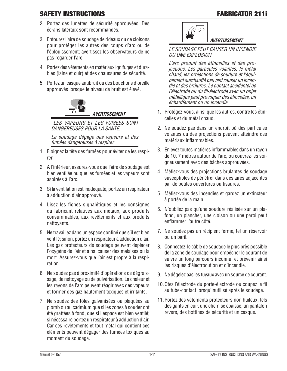 Safety instructions fabricator 211i | Tweco 211i Thermal Arc Fabricator User Manual | Page 17 / 96