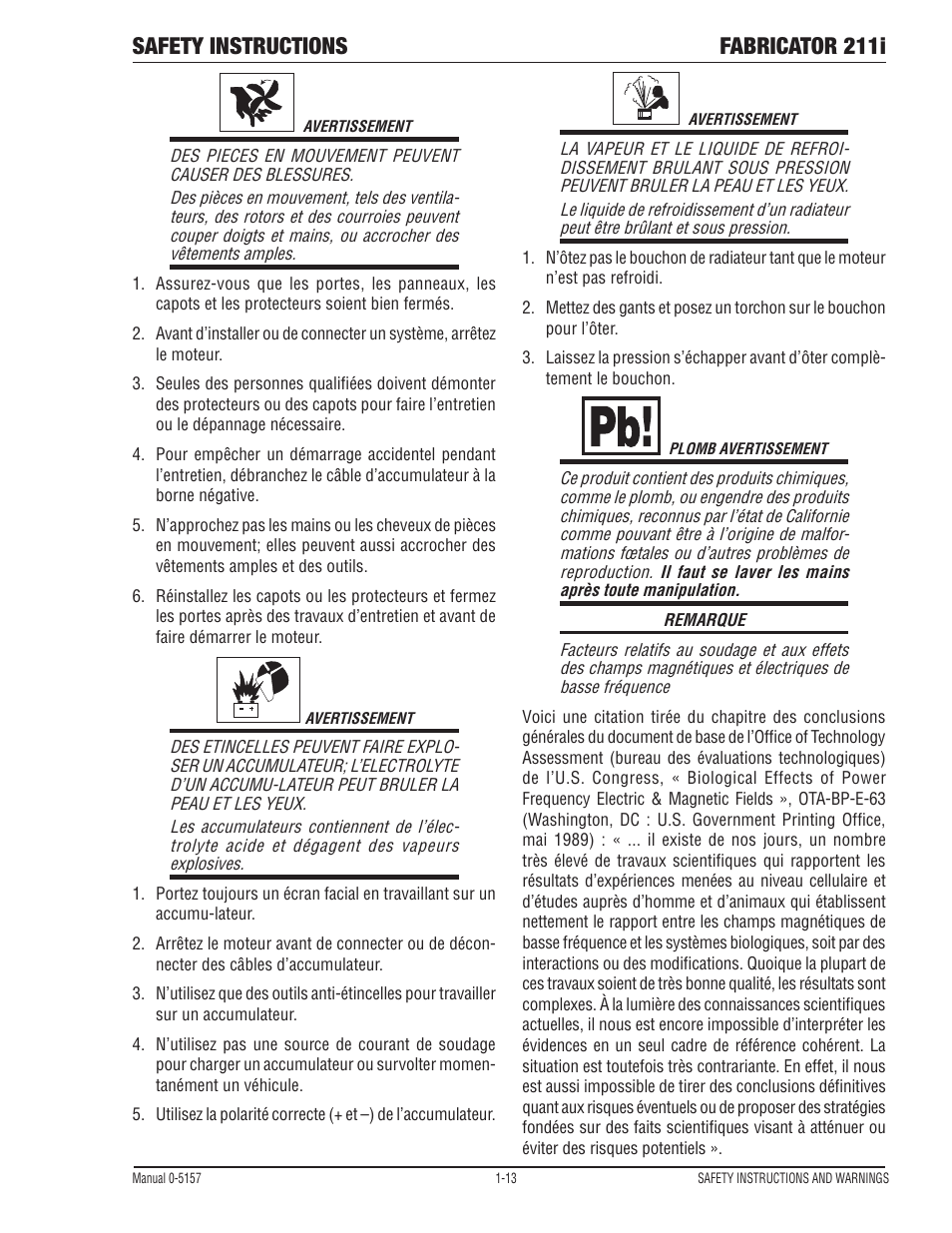 Safety instructions fabricator 211i | Tweco 211i Thermal Arc Fabricator User Manual | Page 19 / 96