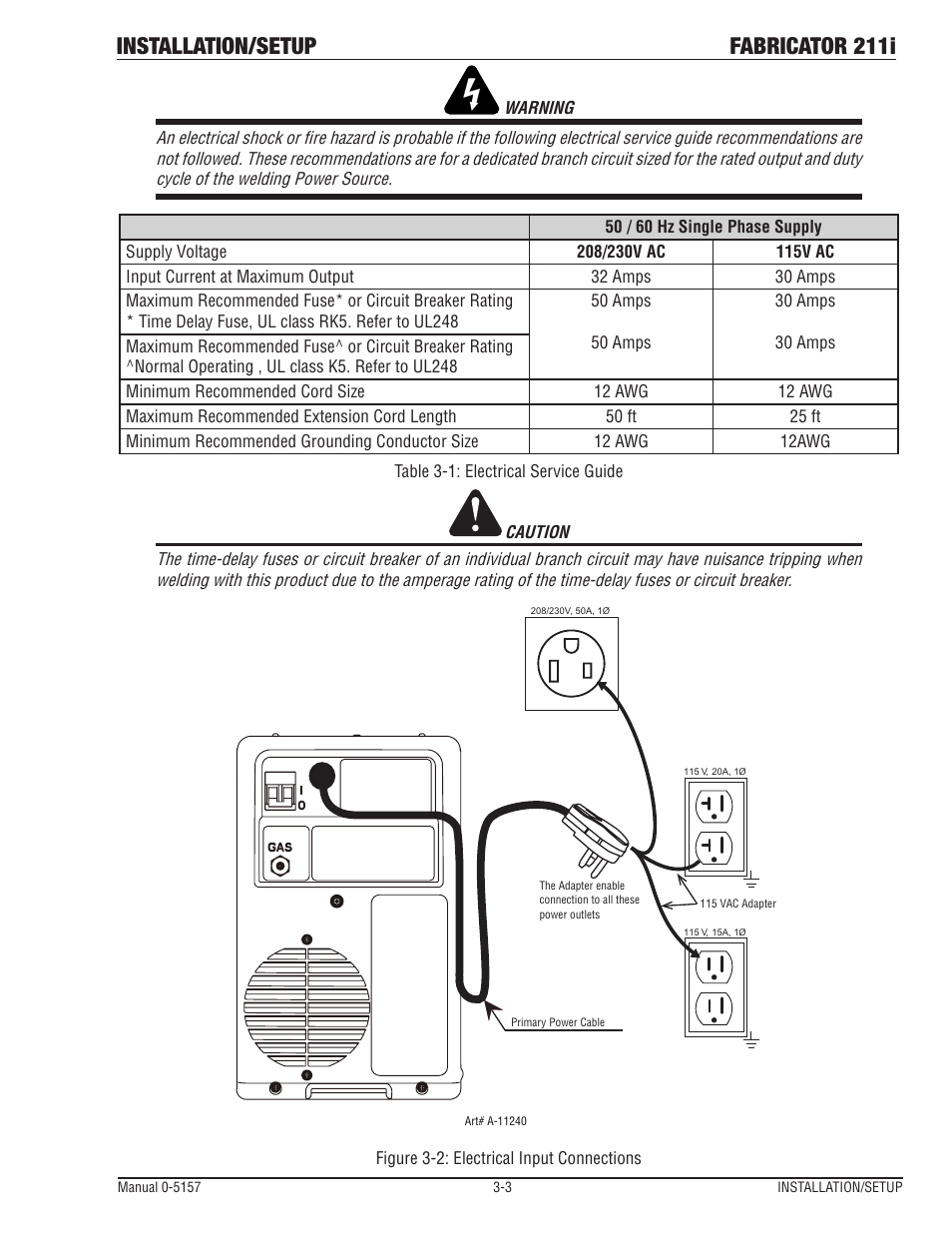 Installation/setup fabricator 211i | Tweco 211i Thermal Arc Fabricator User Manual | Page 35 / 96