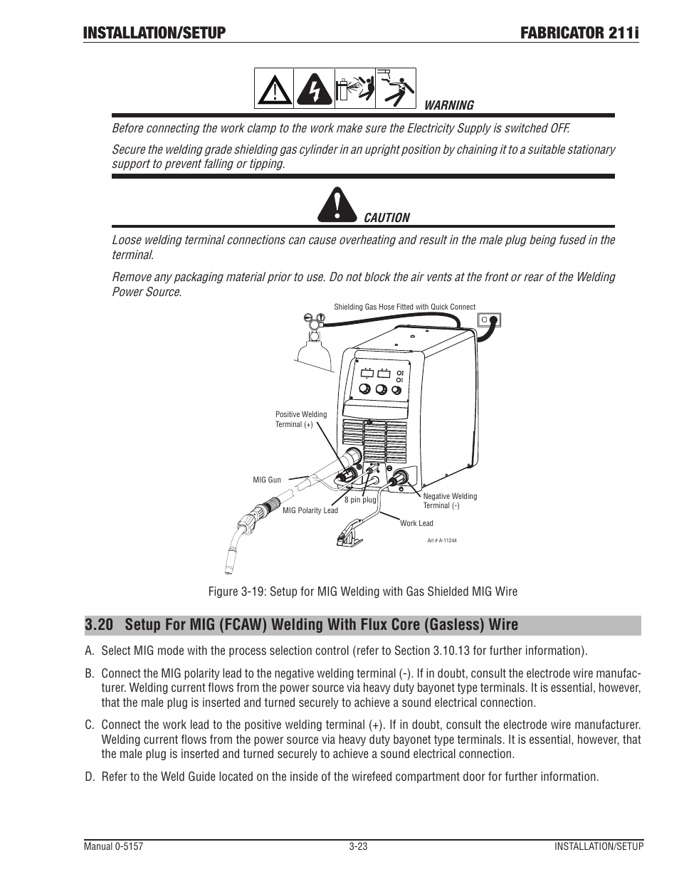 Installation/setup fabricator 211i | Tweco 211i Thermal Arc Fabricator User Manual | Page 55 / 96