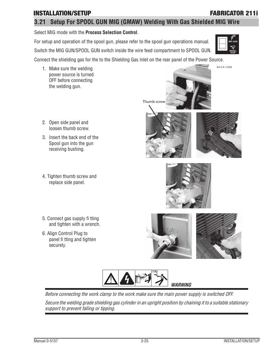 Installation/setup fabricator 211i | Tweco 211i Thermal Arc Fabricator User Manual | Page 57 / 96