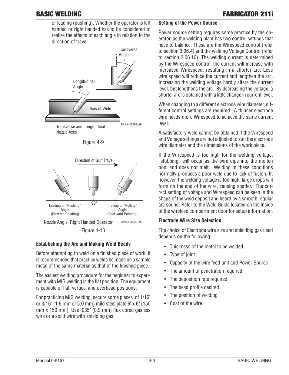 Basic welding fabricator 211i | Tweco 211i Thermal Arc Fabricator User Manual | Page 63 / 96