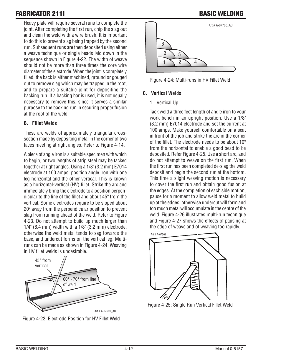 Fabricator 211i basic welding | Tweco 211i Thermal Arc Fabricator User Manual | Page 72 / 96