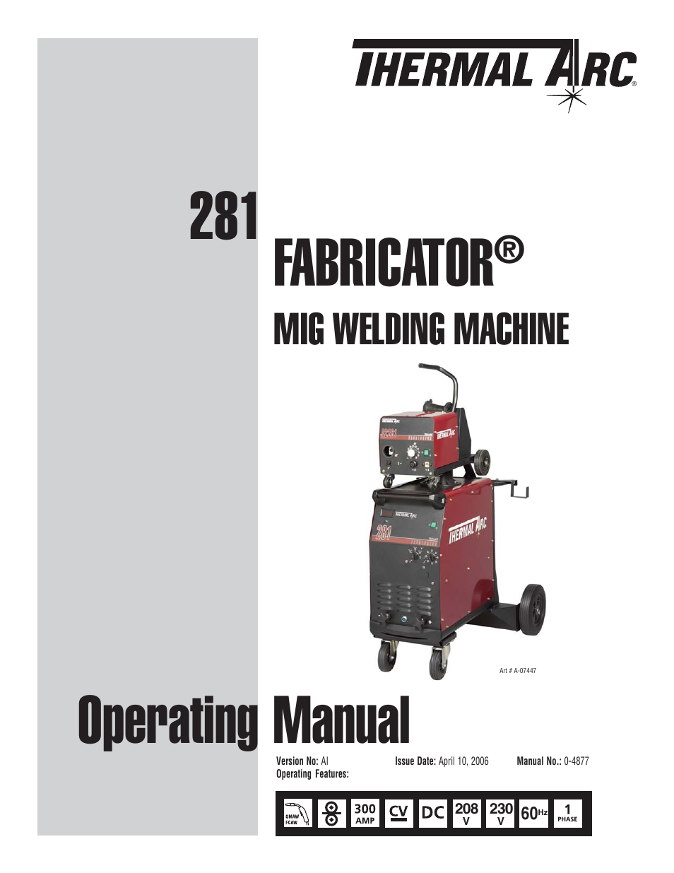 Tweco 281 Thermal Arc Fabricator User Manual | 76 pages