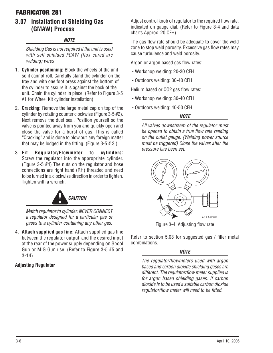 07 installation of shielding gas (gmaw) process, 07 installation of shielding gas (gmaw) process -6, Fabricator 281 | Tweco 281 Thermal Arc Fabricator User Manual | Page 28 / 76