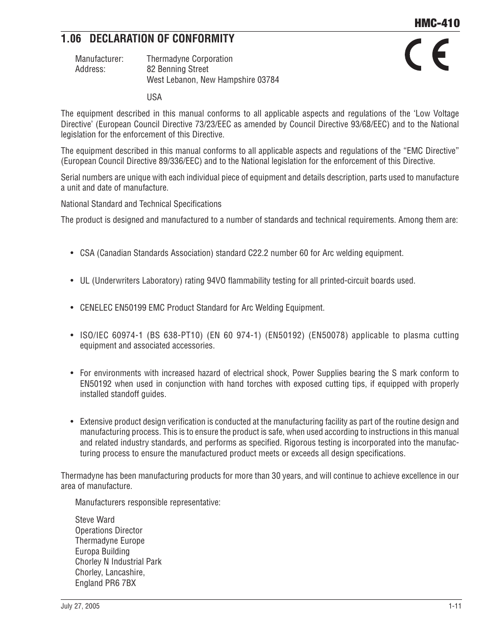 08 rear panel connections, 08 rear panel connections -11, Hmc-410 | 06 declaration of conformity | Tweco HMC-410 User Manual | Page 17 / 104