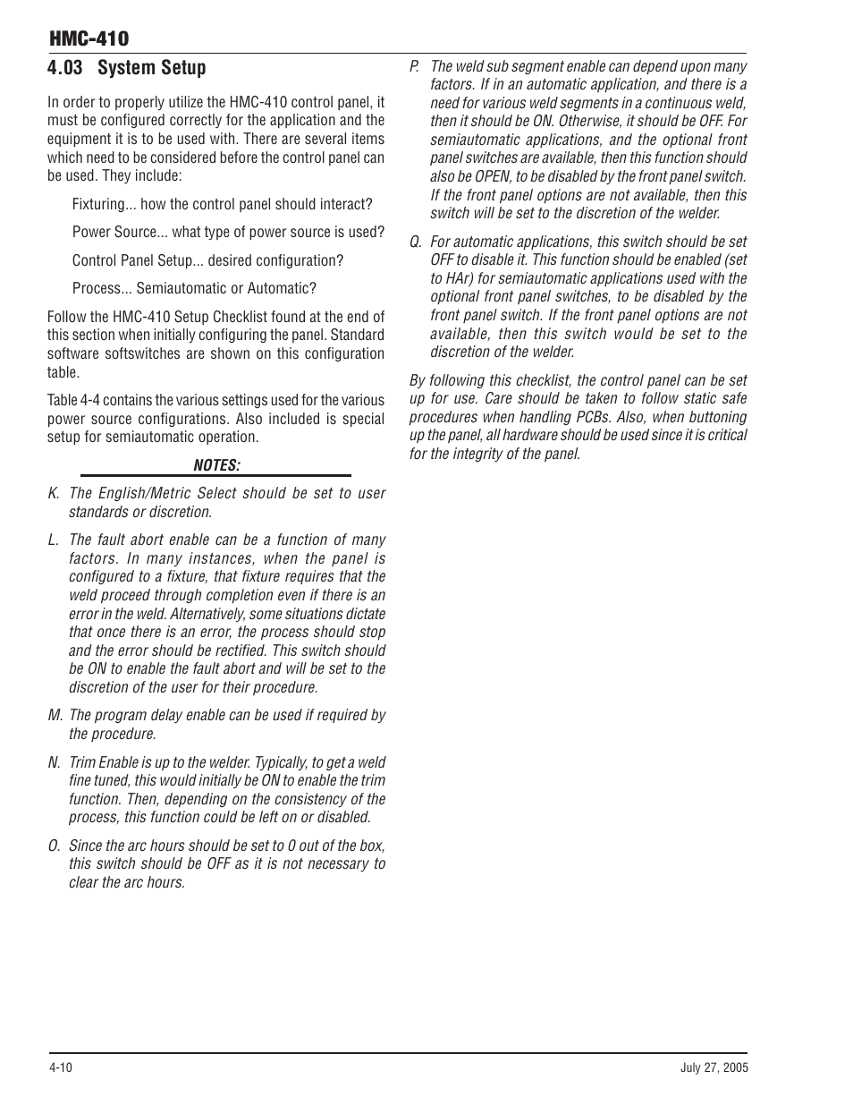 04 hmc-410 setup checklist, 04 hmc-410 setup checklist -12, Hmc-410 | 03 system setup | Tweco HMC-410 User Manual | Page 52 / 104