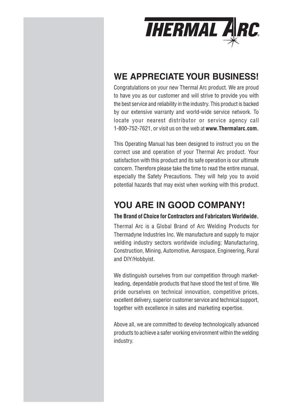 We appreciate your business, You are in good company | Tweco VS 212 PortaFeed User Manual | Page 2 / 54