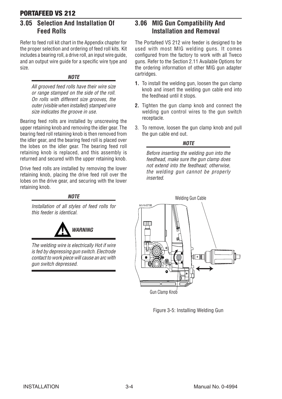 05 selection and installation of feed rolls, Portafeed vs 212 | Tweco VS 212 PortaFeed User Manual | Page 30 / 54
