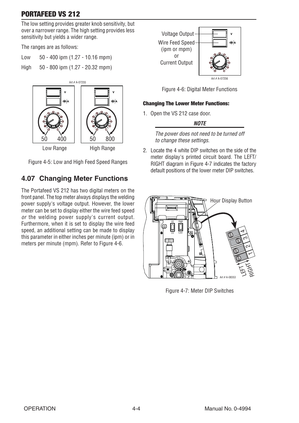 07 changing meter functions, 08 meter hold function, Portafeed vs 212 | Tweco VS 212 PortaFeed User Manual | Page 36 / 54