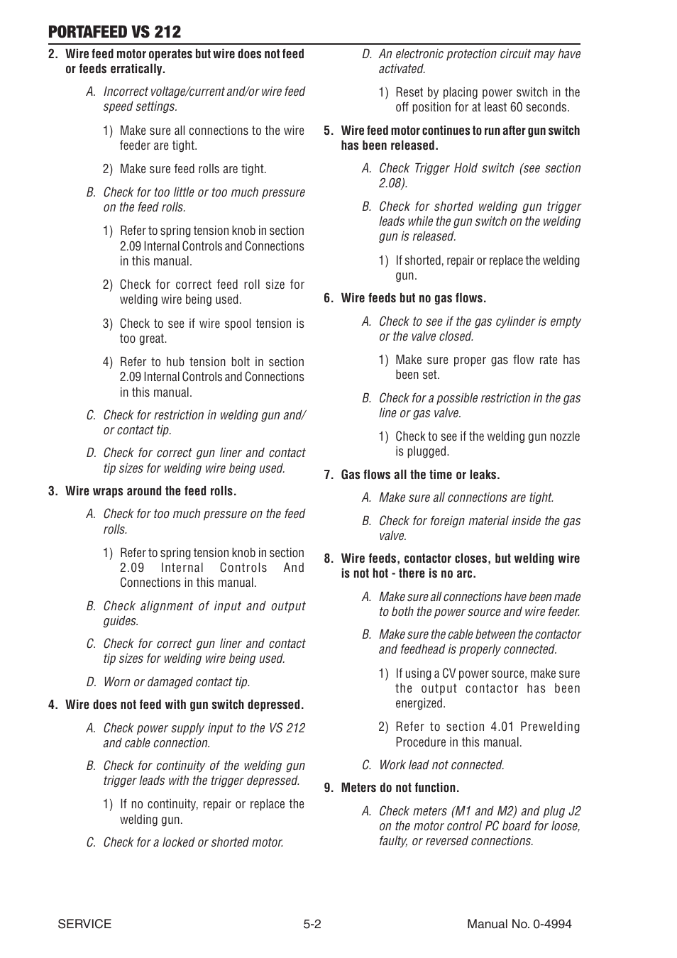 Portafeed vs 212 | Tweco VS 212 PortaFeed User Manual | Page 40 / 54