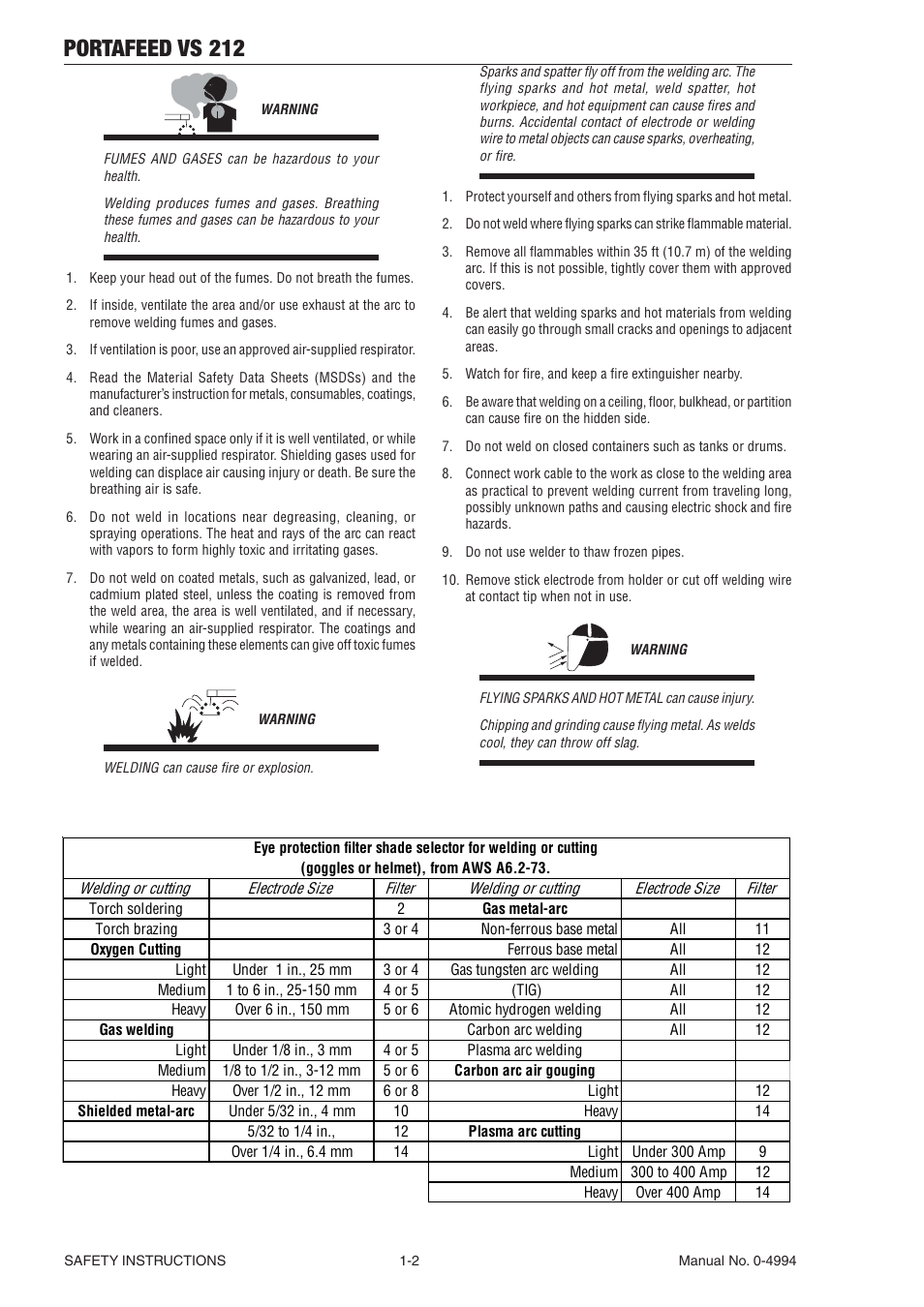 Portafeed vs 212 | Tweco VS 212 PortaFeed User Manual | Page 8 / 54