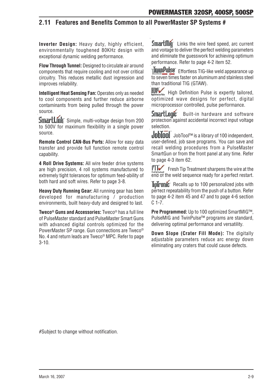 Tweco 500SP PowerMaster User Manual | Page 25 / 70