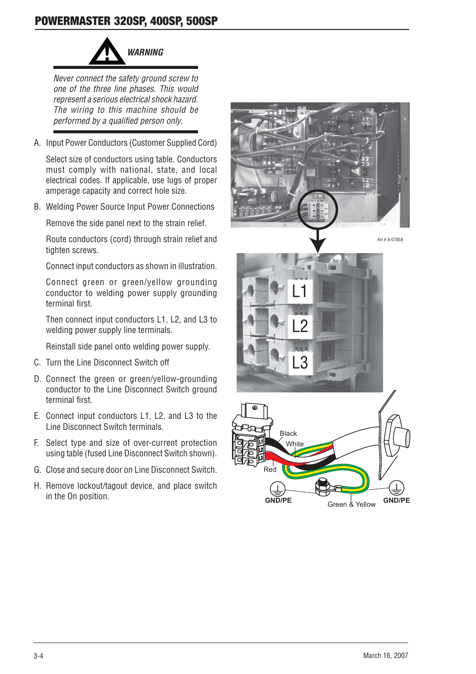 L1 l2 l3 | Tweco 500SP PowerMaster User Manual | Page 30 / 70