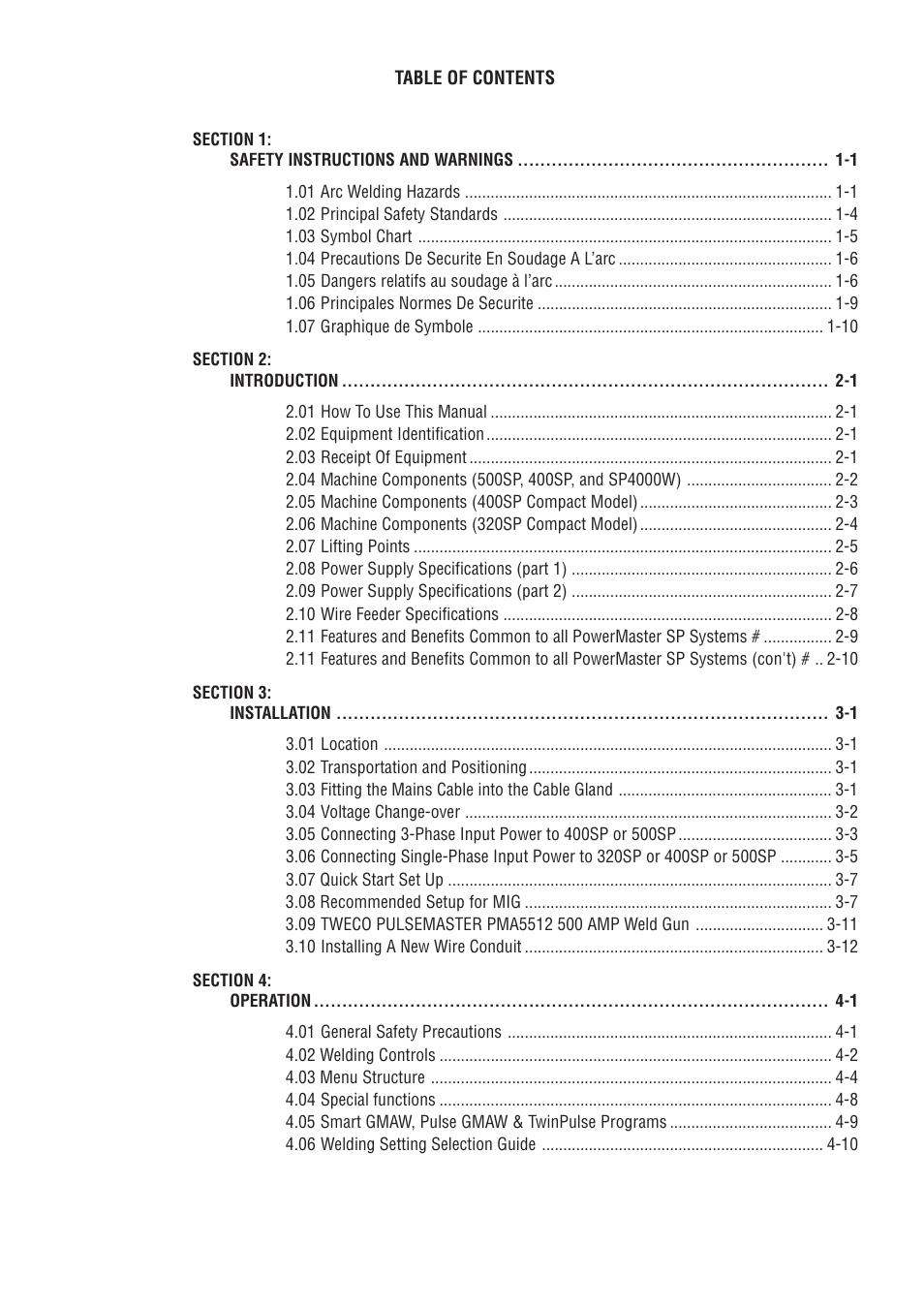 Tweco 500SP PowerMaster User Manual | Page 4 / 70