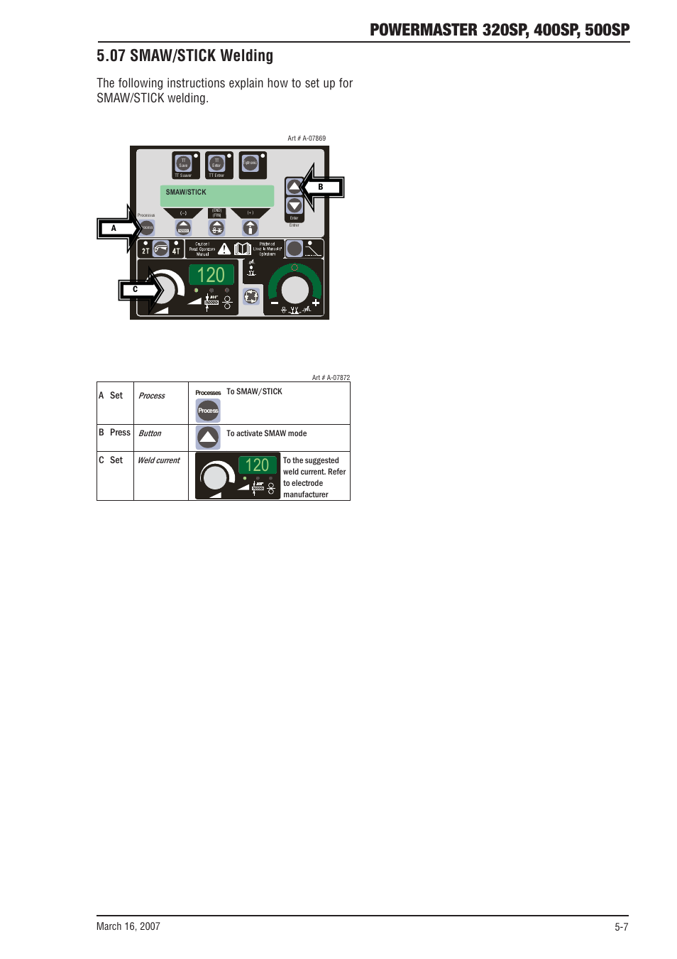 07 smaw/stick welding, 07 smaw/stick welding -7 | Tweco 500SP PowerMaster User Manual | Page 57 / 70