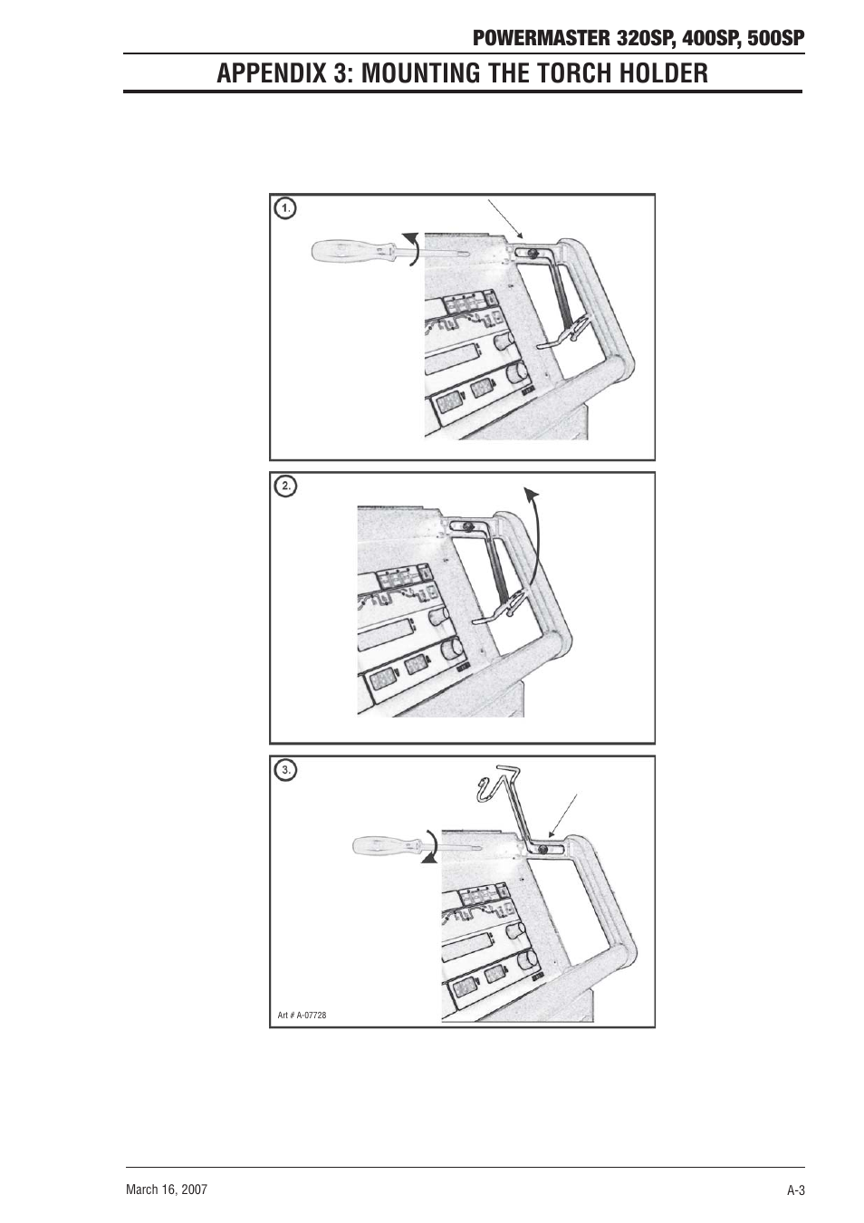 Appendix 3: mounting the torch holder | Tweco 500SP PowerMaster User Manual | Page 65 / 70