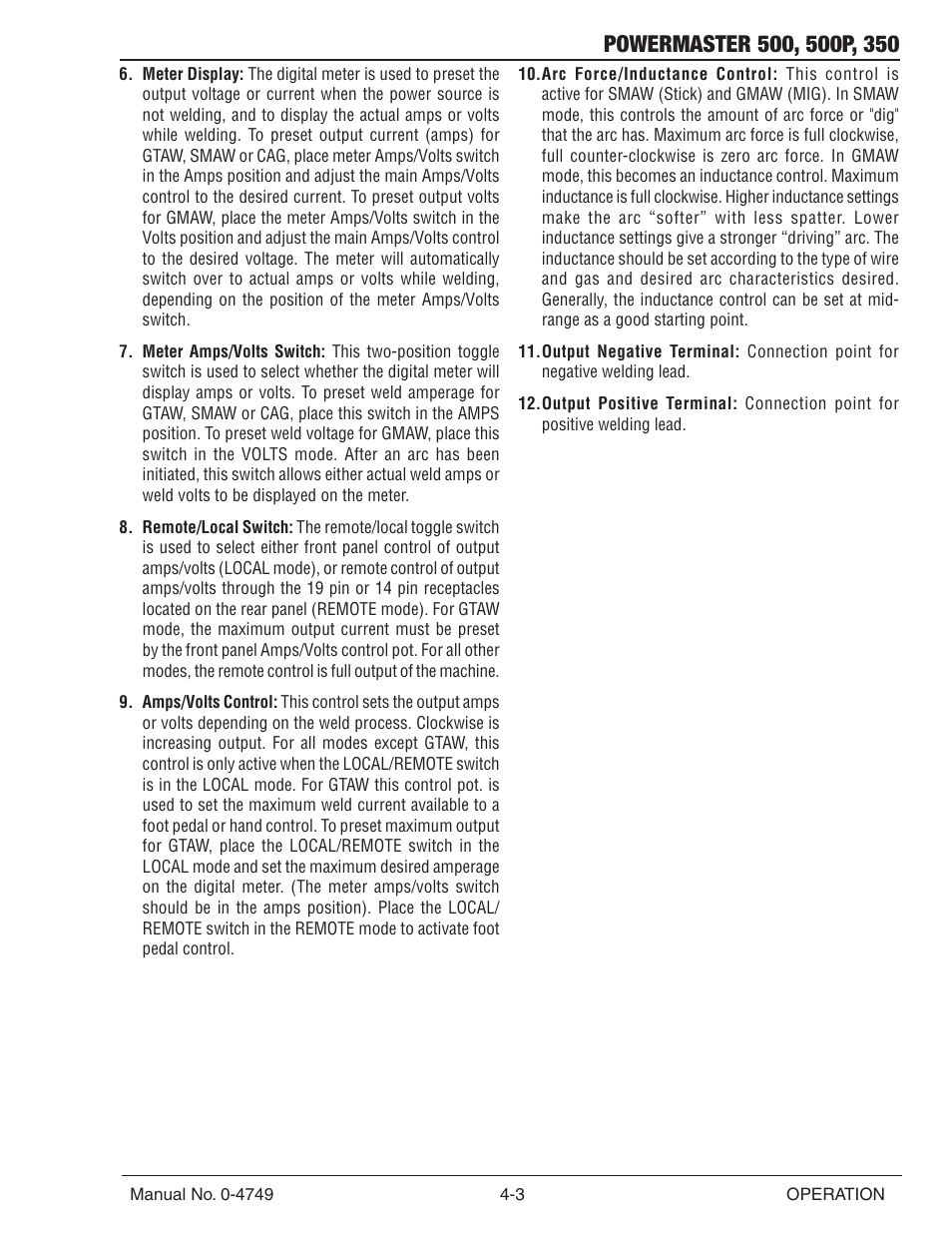 Tweco 500P PowerMaster User Manual | Page 35 / 70