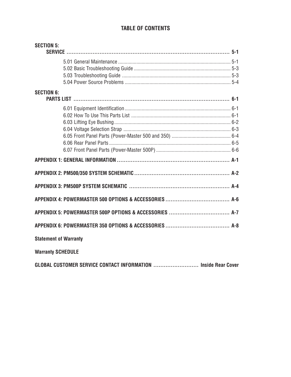 Tweco 500P PowerMaster User Manual | Page 5 / 70