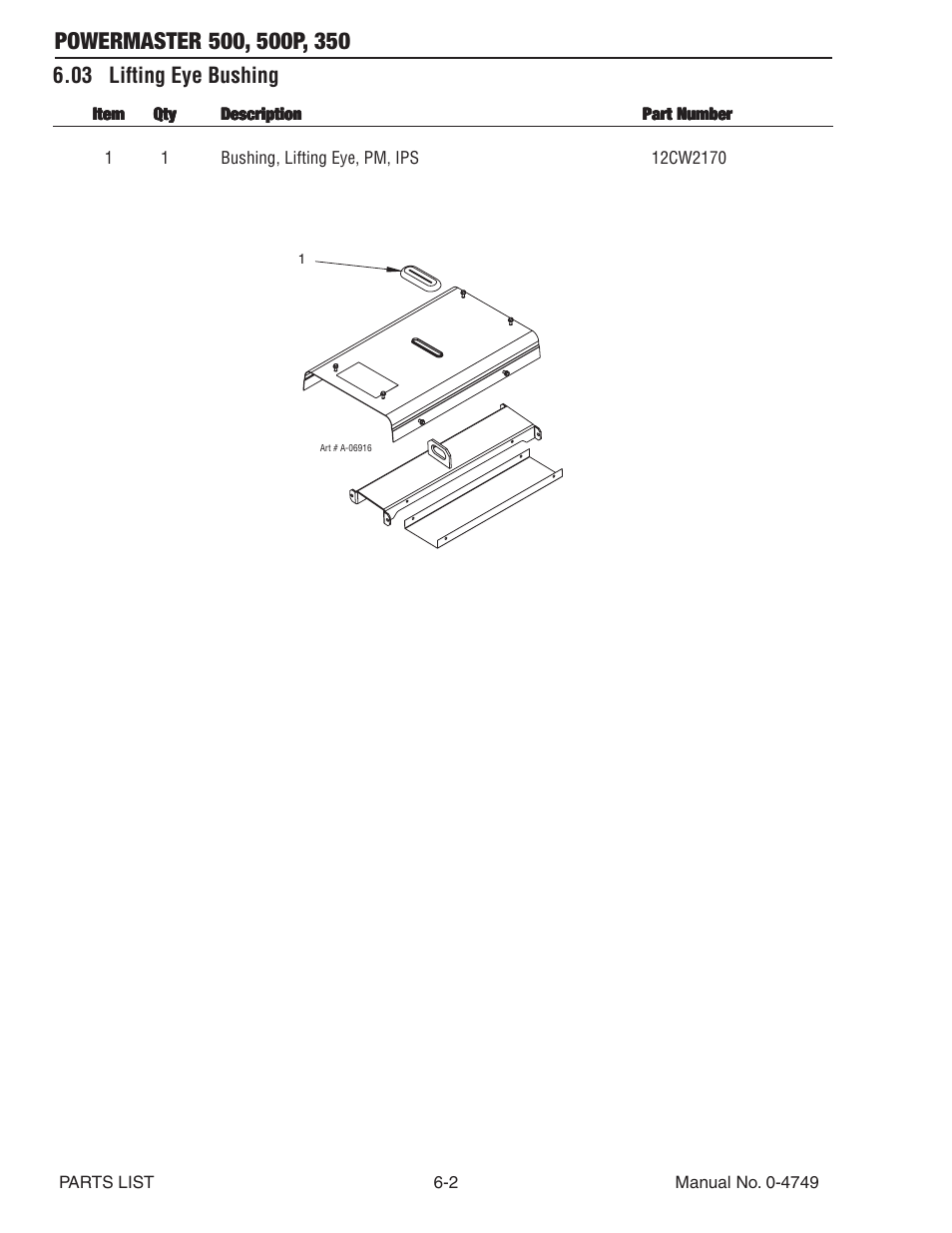 03 lifting eye bushing, 03 lifting eye bushing -2 | Tweco 500P PowerMaster User Manual | Page 50 / 70