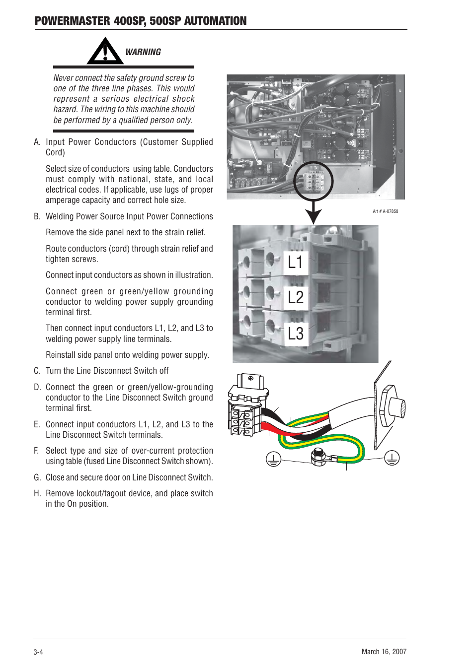L1 l2 l3 | Tweco 500SP PowerMaster Automation User Manual | Page 28 / 80