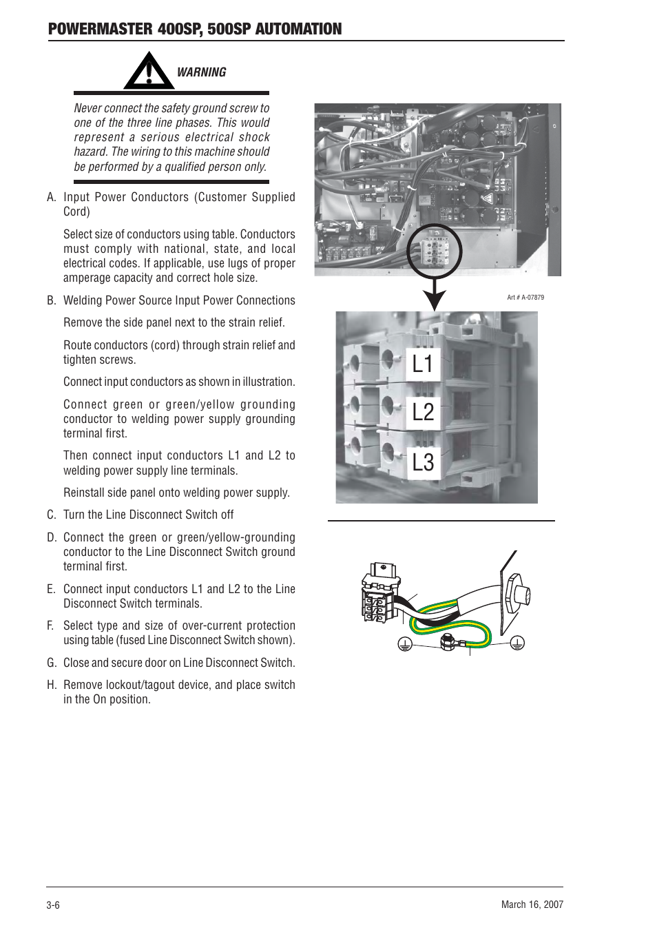 L1 l2 l3 | Tweco 500SP PowerMaster Automation User Manual | Page 30 / 80