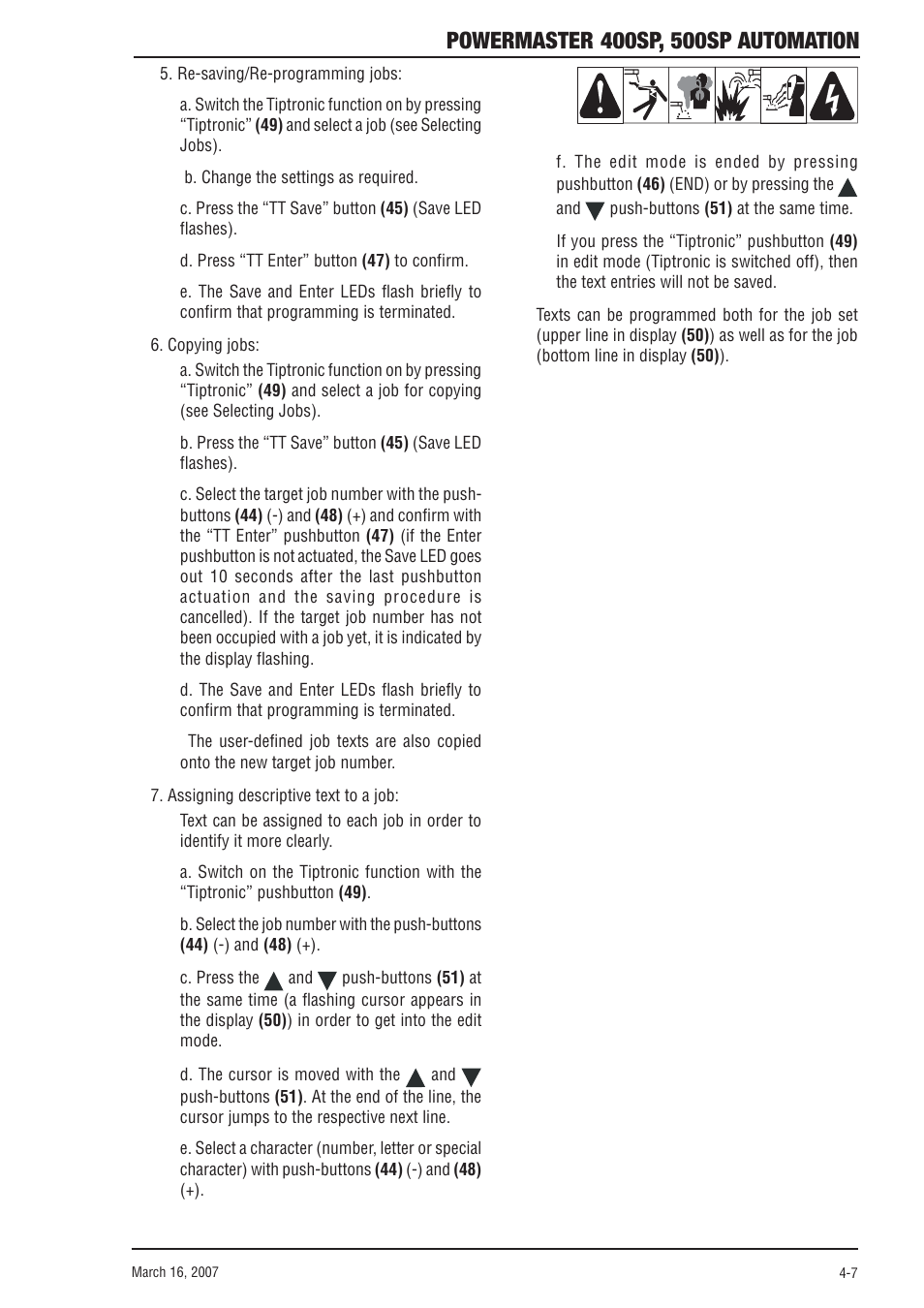 Tweco 500SP PowerMaster Automation User Manual | Page 43 / 80