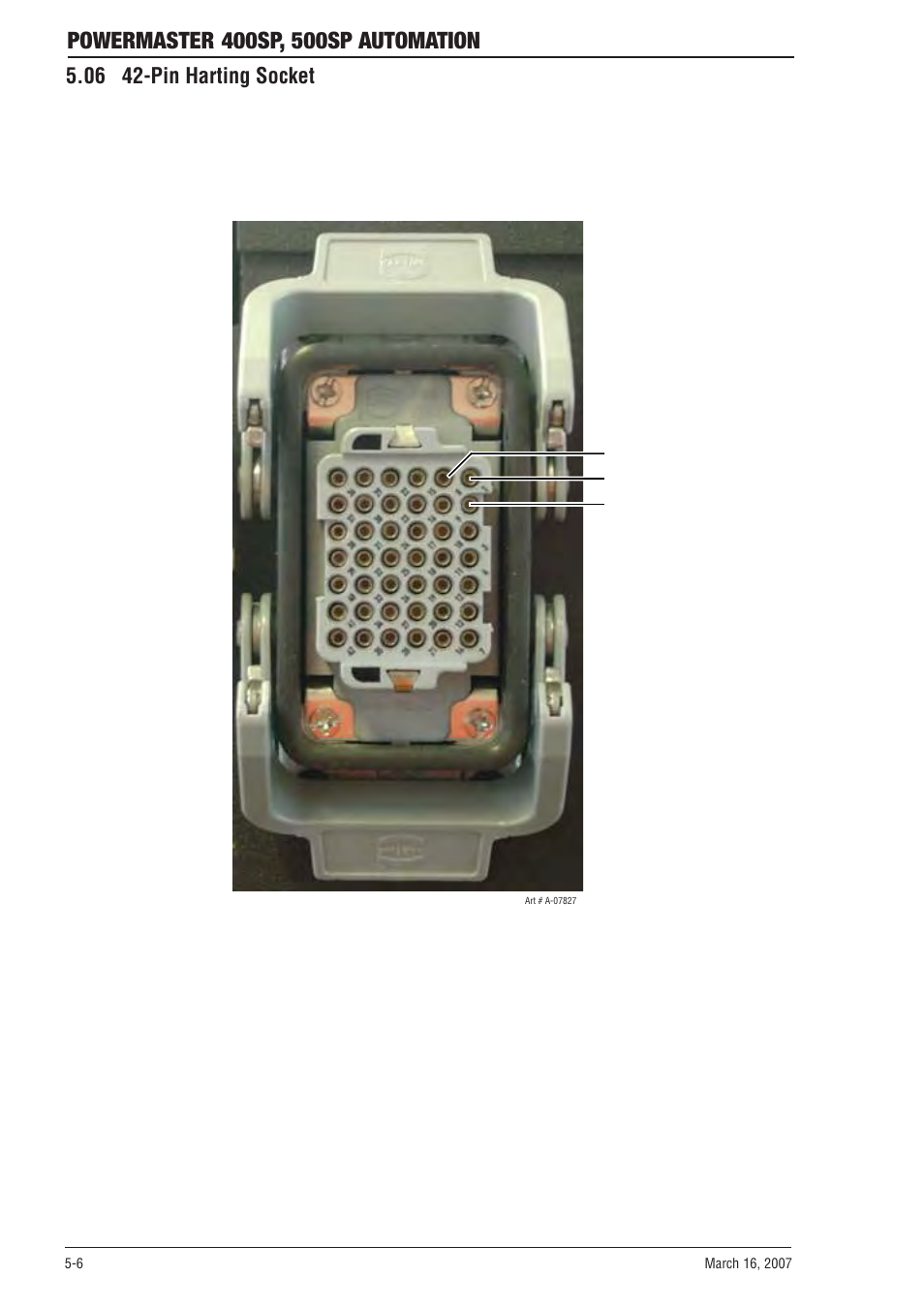 06 42-pin harting socket, 06 42-pin harting socket -6 | Tweco 500SP PowerMaster Automation User Manual | Page 54 / 80