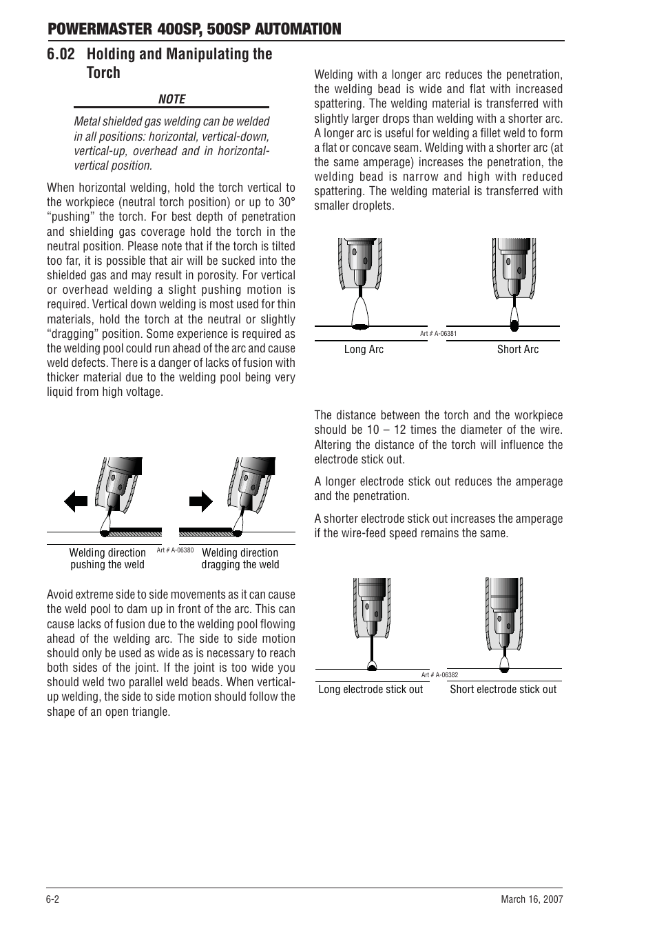 02 holding and manipulating the torch, 02 holding and manipulating the torch -2 | Tweco 500SP PowerMaster Automation User Manual | Page 62 / 80