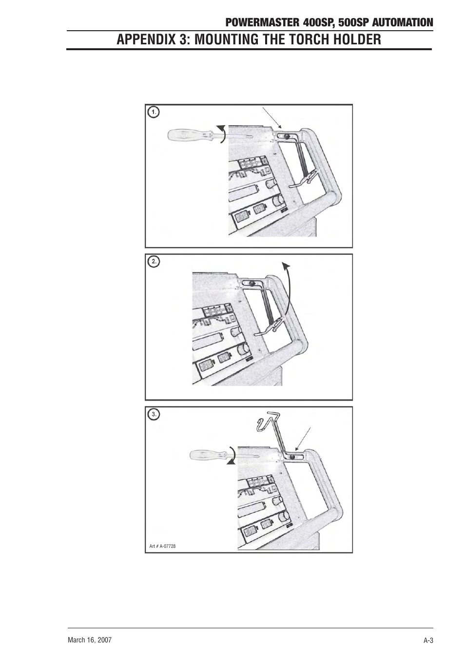 Appendix 3: mounting the torch holder | Tweco 500SP PowerMaster Automation User Manual | Page 75 / 80