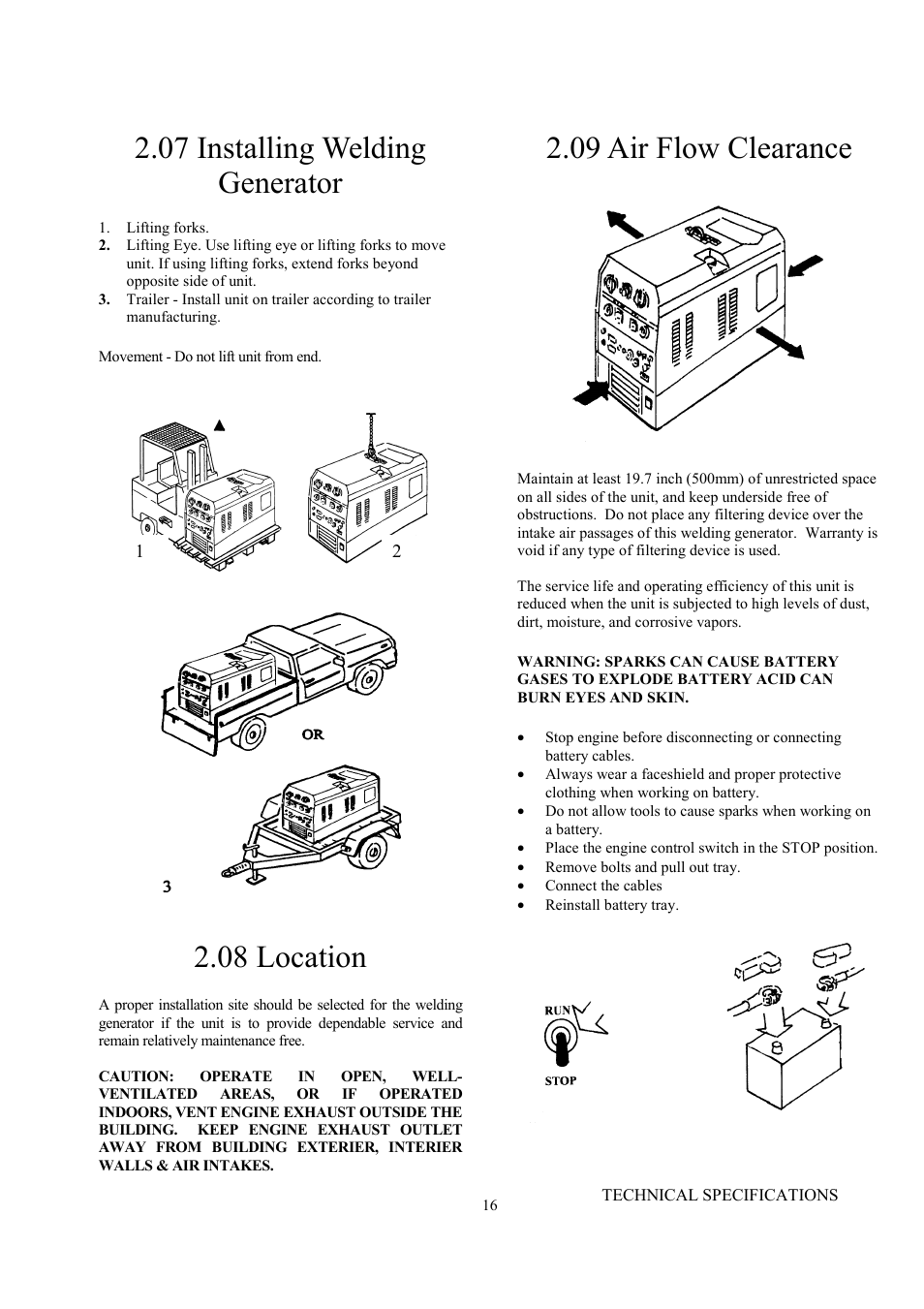 07 installing welding generator, 08 location, 09 air flow clearance | Tweco Raider 10,000 Pro User Manual | Page 14 / 34