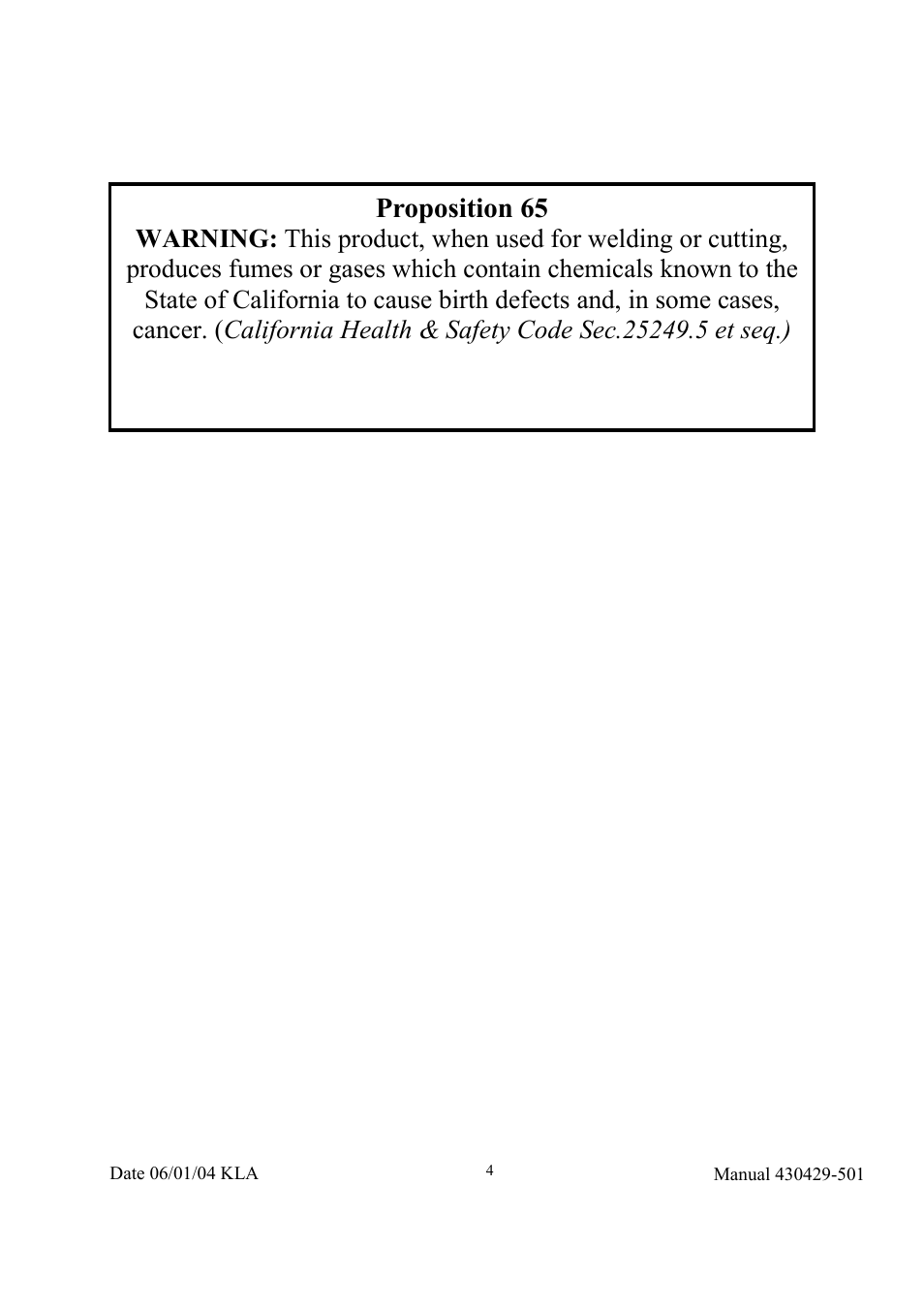 Proposition 65 | Tweco Raider 10,000 Pro User Manual | Page 4 / 34