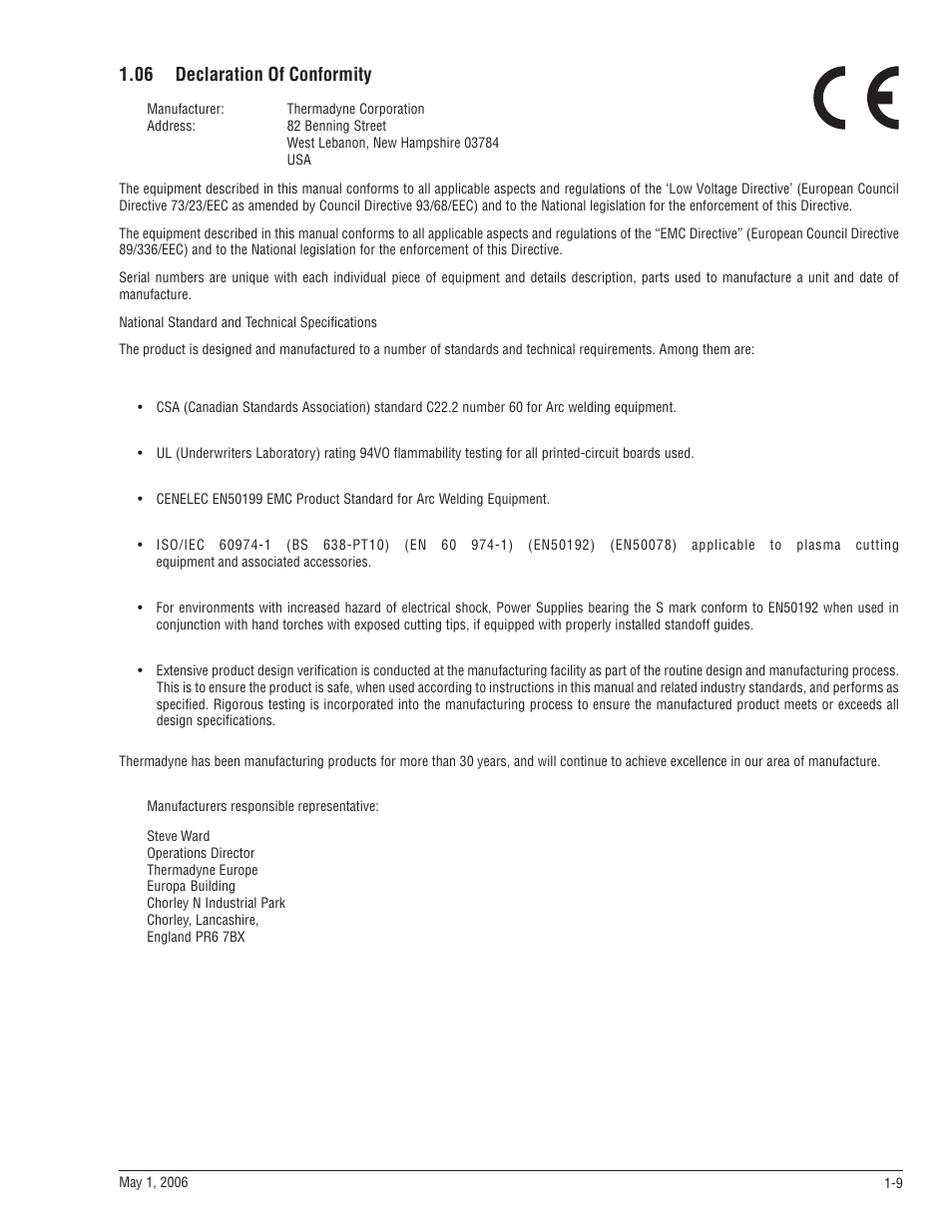 06 declaration of conformity, 06 declaration of conformity -9 | Tweco A 2000 Ultra-Feed User Manual | Page 15 / 44