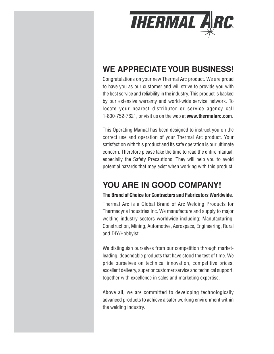 We appreciate your business, You are in good company | Tweco A 2000 Ultra-Feed User Manual | Page 2 / 44