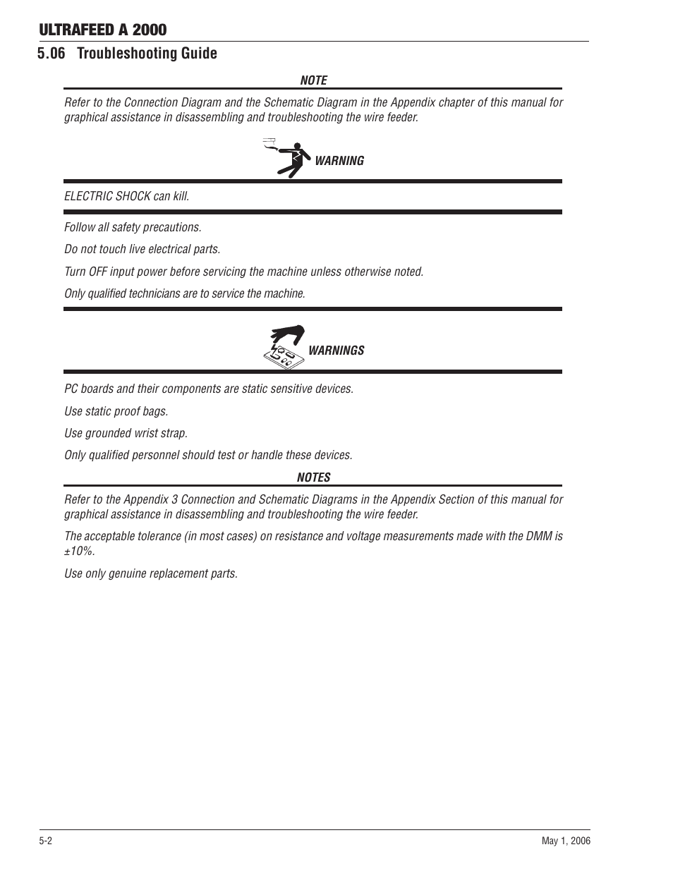 06 troubleshooting guide, 06 troubleshooting guide -2, Ultrafeed a 2000 | Tweco A 2000 Ultra-Feed User Manual | Page 32 / 44