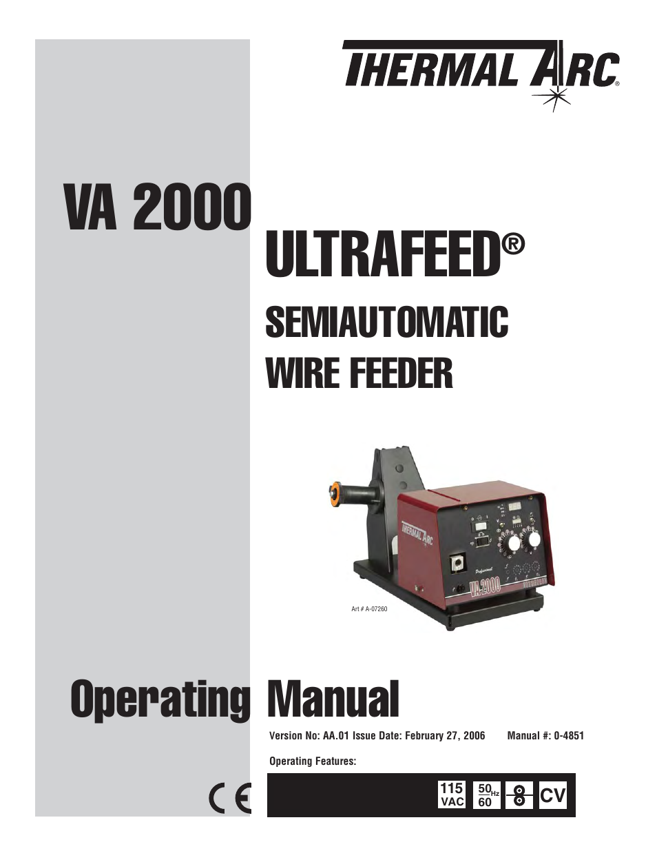 Tweco VA 2000 Ultra-Feed User Manual | 50 pages