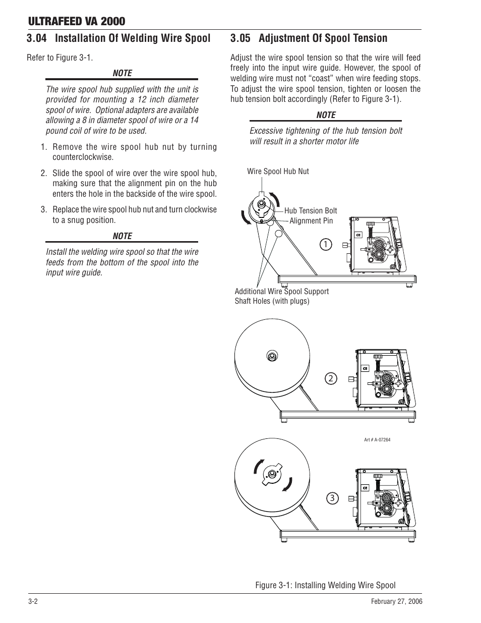 04 installation of welding wire spool, 05 adjustment of spool tension, Ultrafeed va 2000 | Tweco VA 2000 Ultra-Feed User Manual | Page 22 / 50