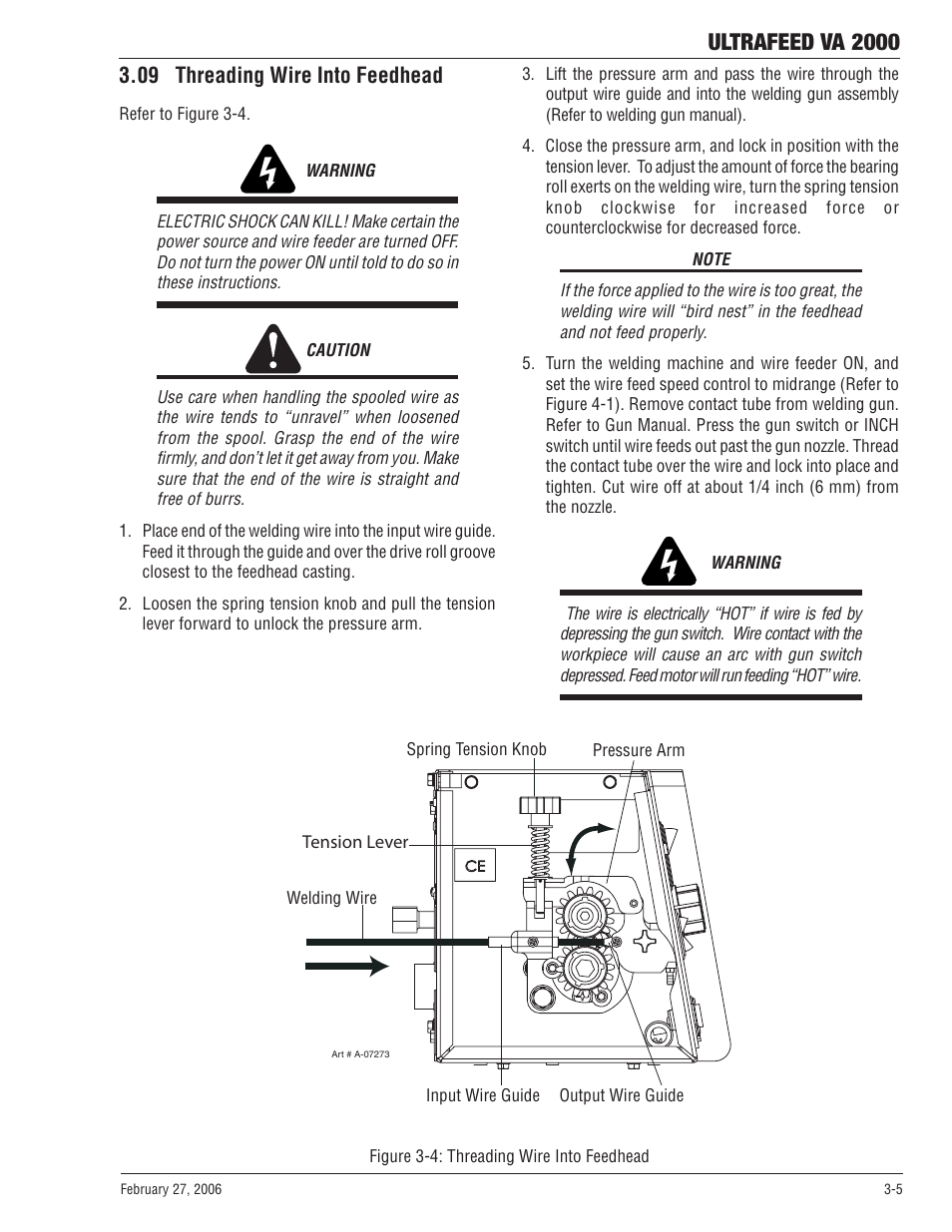 09 threading wire into feedhead, 09 threading wire into feedhead -5, Ultrafeed va 2000 | Tweco VA 2000 Ultra-Feed User Manual | Page 25 / 50