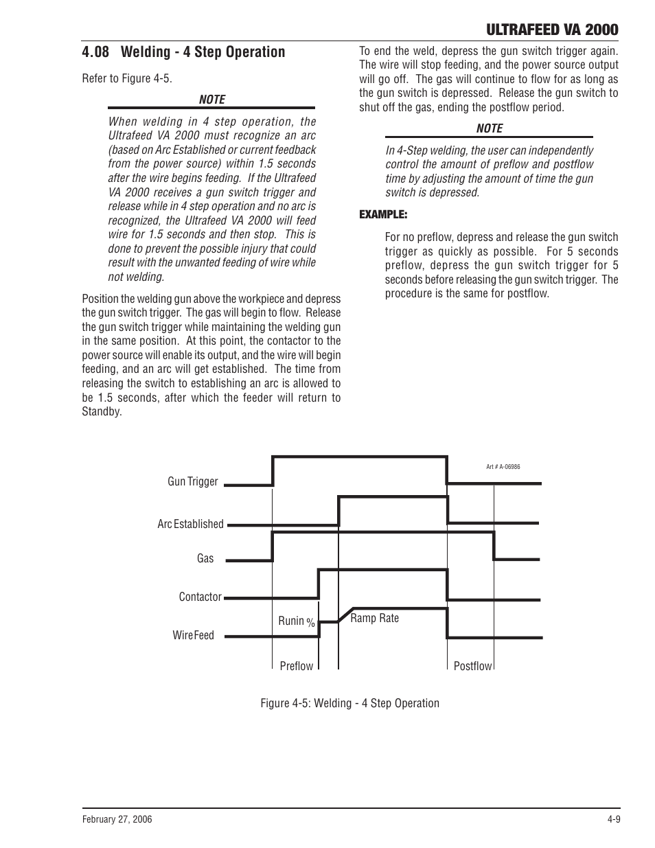 08 welding - 4 step operation, 08 welding - 4 step operation -9, Ultrafeed va 2000 | Tweco VA 2000 Ultra-Feed User Manual | Page 35 / 50