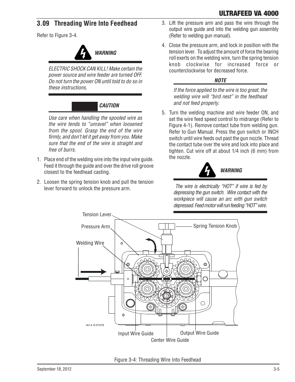 09 threading wire into feedhead, 09 threading wire into feedhead -5, Ultrafeed va 4000 | Tweco VA 4000 Ultra-Feed User Manual | Page 27 / 56