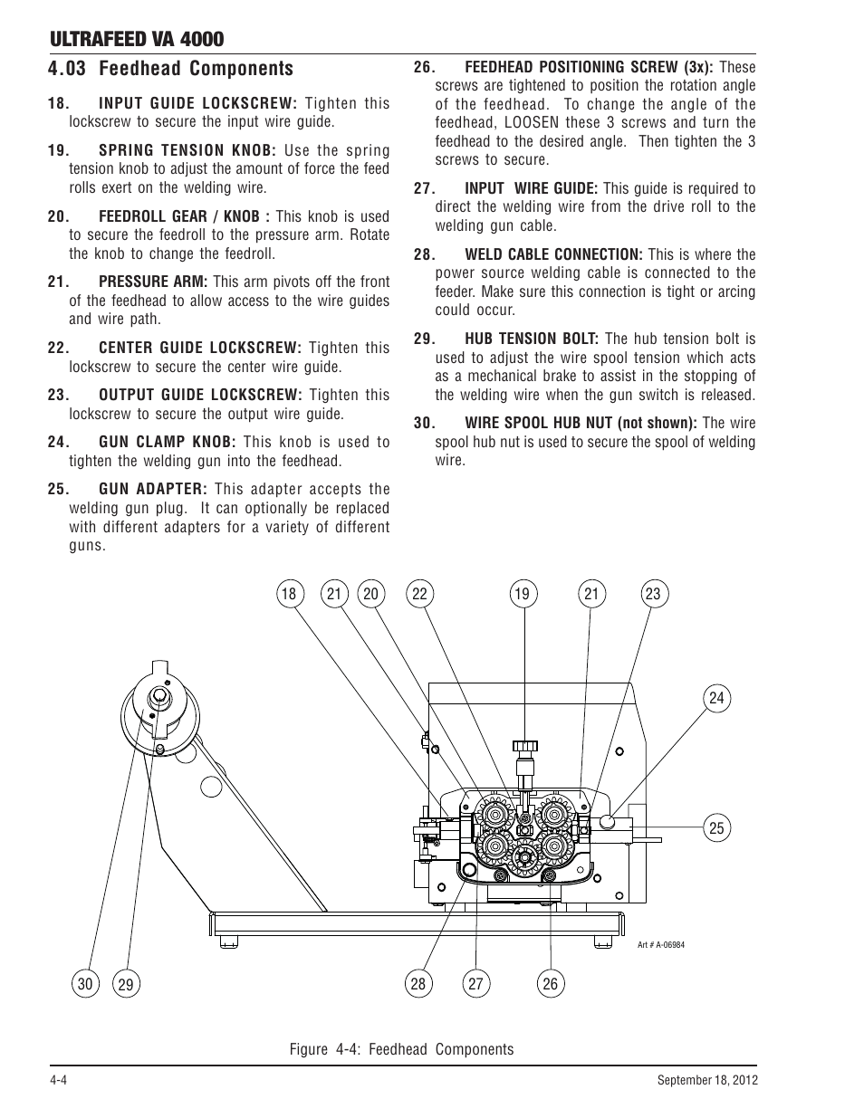 03 feedhead components, 03 feedhead components -4, Ultrafeed va 4000 | Tweco VA 4000 Ultra-Feed User Manual | Page 32 / 56