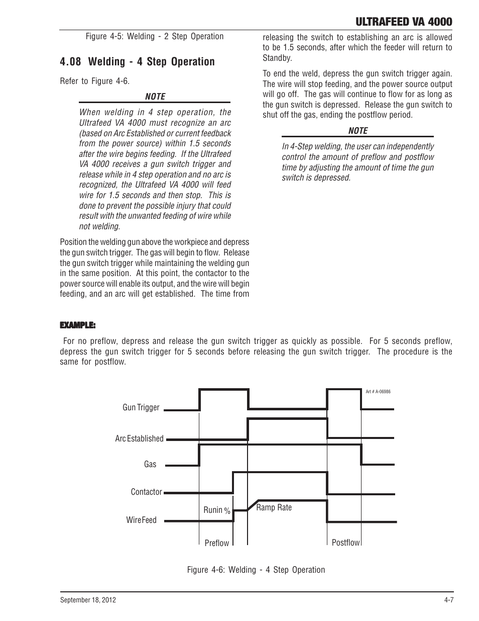 08 welding - 4 step operation, 08 welding - 4 step operation -7, Ultrafeed va 4000 | Tweco VA 4000 Ultra-Feed User Manual | Page 35 / 56