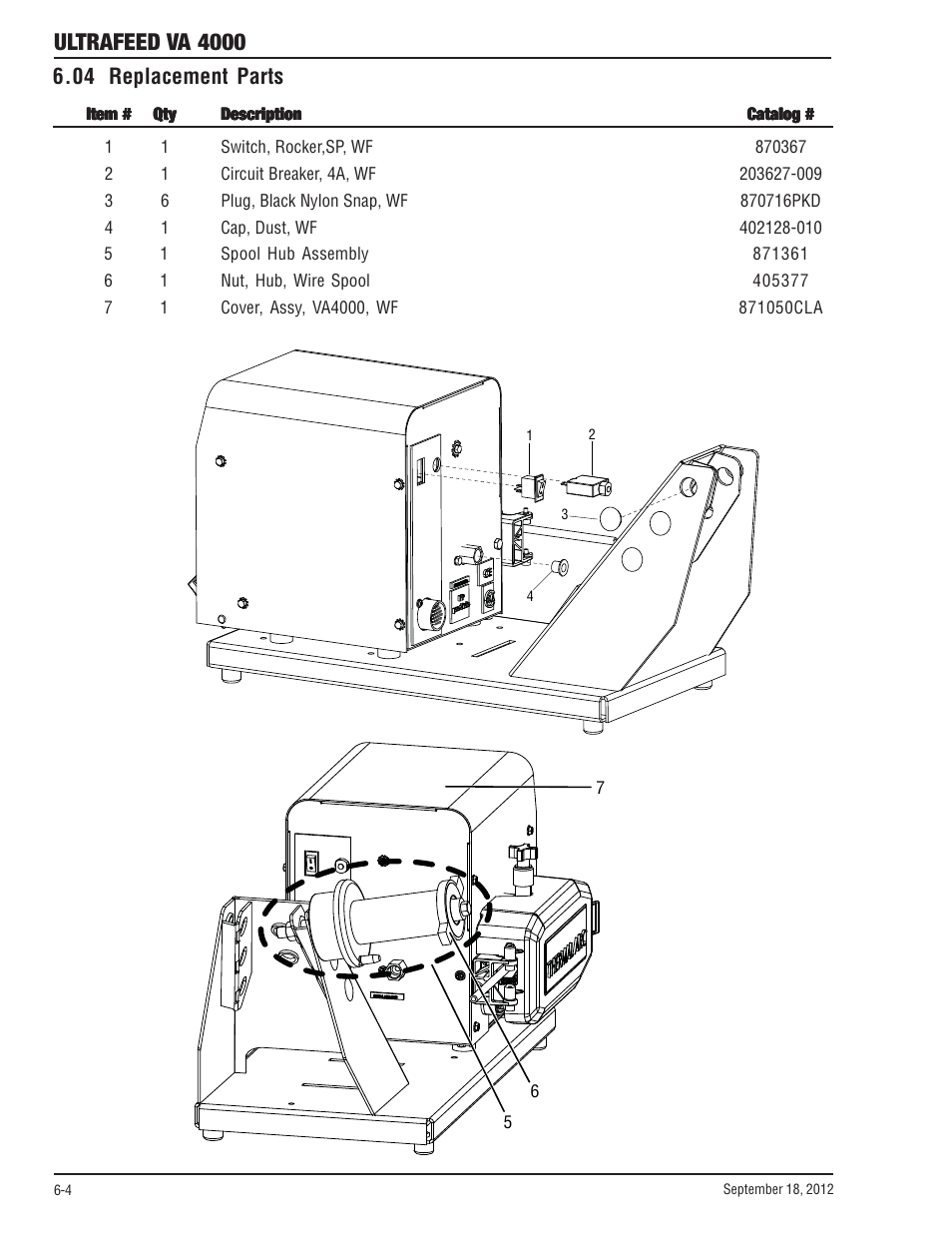 04 replacement parts - rear, 04 replacement parts - rear -4, Ultrafeed va 4000 | 04 replacement parts | Tweco VA 4000 Ultra-Feed User Manual | Page 46 / 56