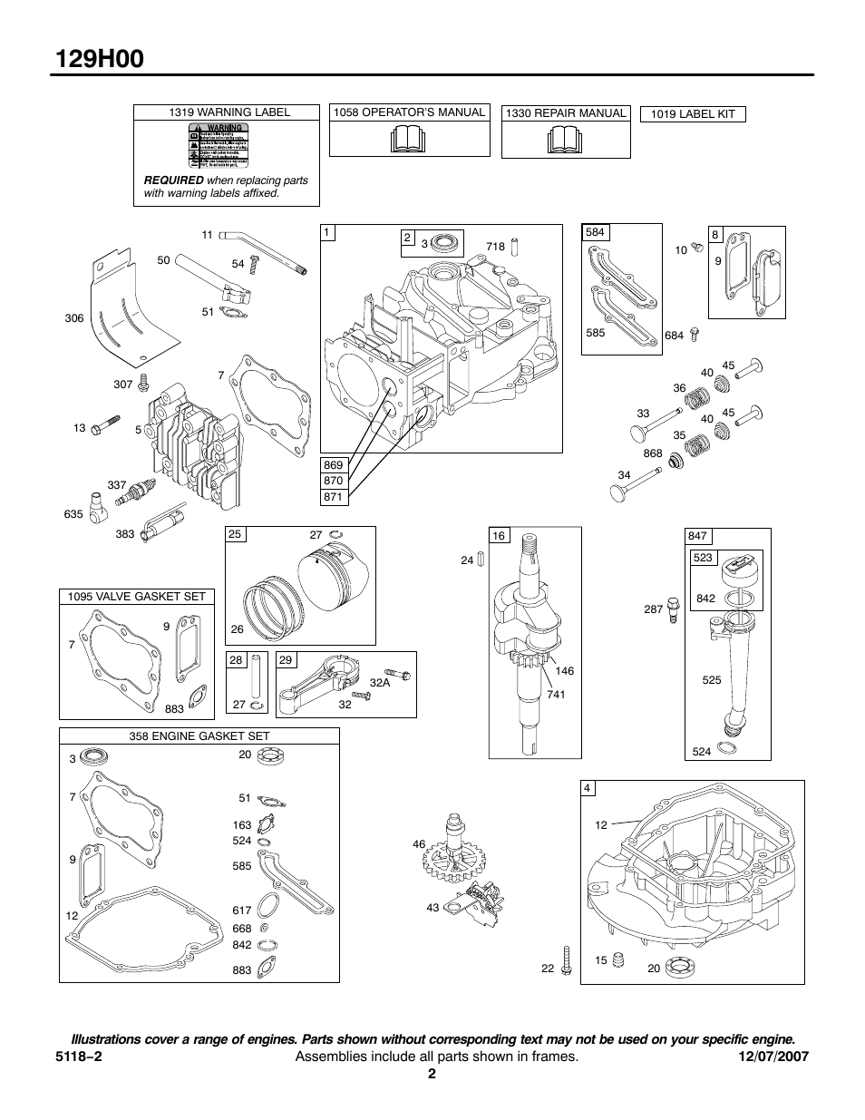 Briggs & Stratton 129H00 User Manual | Page 2 / 10