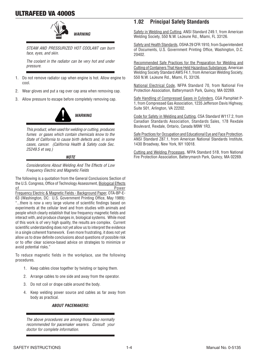 02 principal safety standards, 02 principal safety standards -4, Ultrafeed va 4000s | Tweco VA 4000S Ultra-Feed User Manual | Page 10 / 58