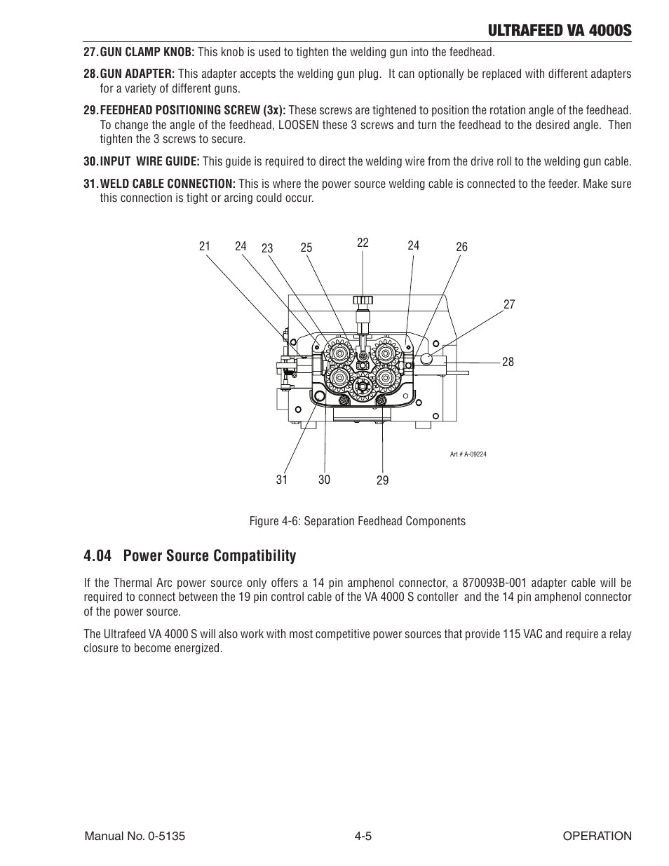04 power source compatibility, 04 power source compatibility -5, Ultrafeed va 4000s | Tweco VA 4000S Ultra-Feed User Manual | Page 31 / 58
