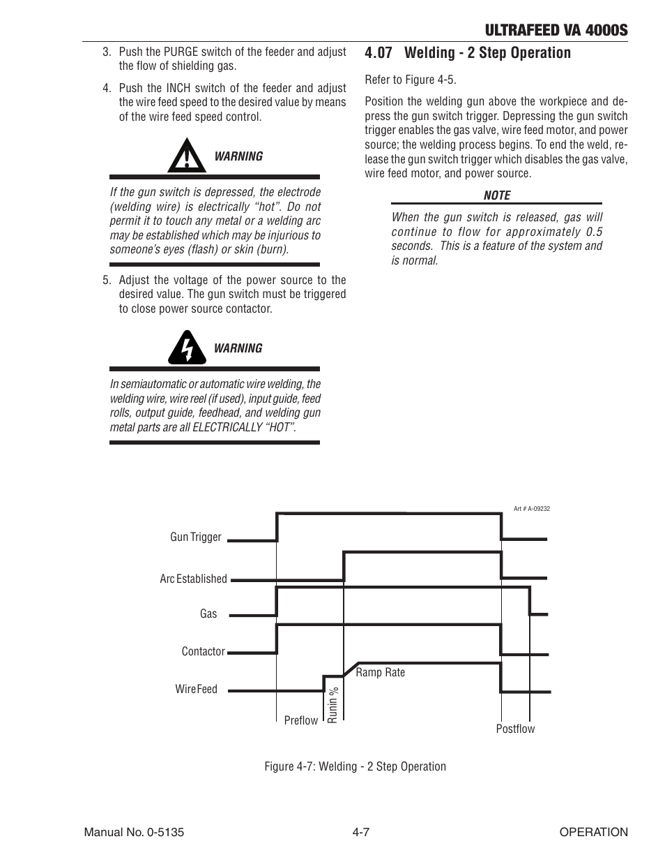07 welding - 2 step operation, 07 welding - 2 step operation -7, Ultrafeed va 4000s | Tweco VA 4000S Ultra-Feed User Manual | Page 33 / 58