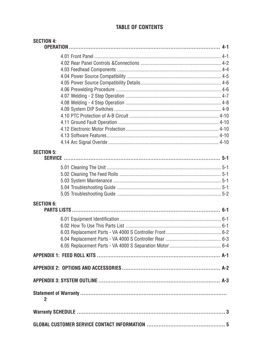 Tweco VA 4000S Ultra-Feed User Manual | Page 6 / 58