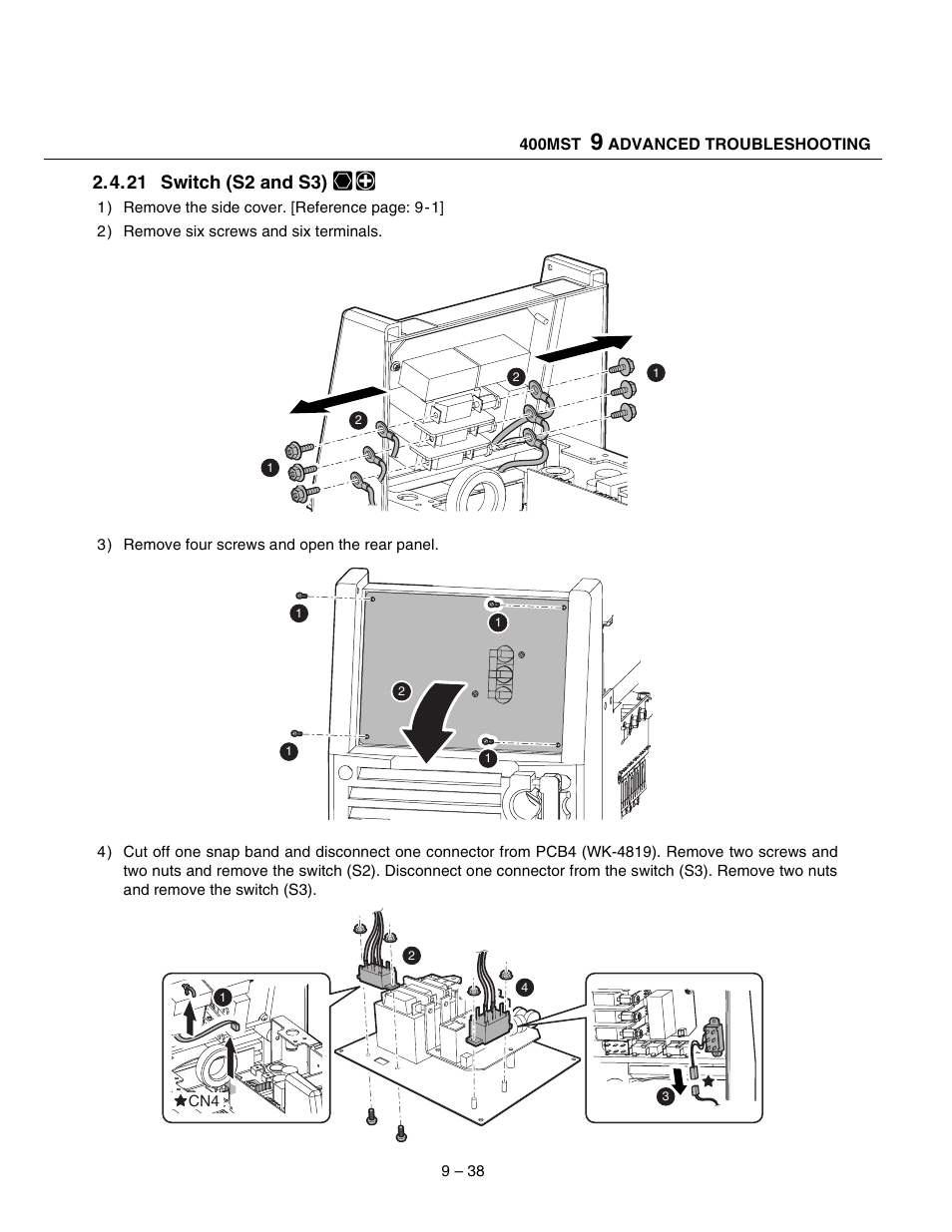 21 switch (s2 and s3) | Tweco 400 MST Arc Master User Manual | Page 75 / 102